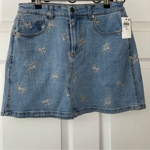 NWT - And Now This Embroidered Denim Skirt